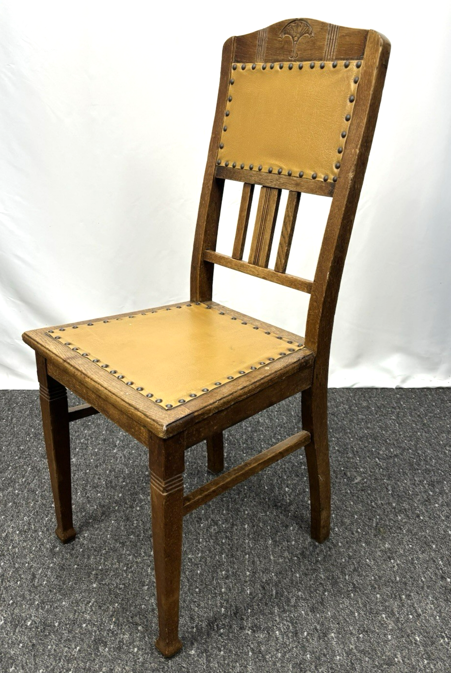 Küchenstuhl Massivholz Art Deco Leder Büro Schreibtisch Vintage