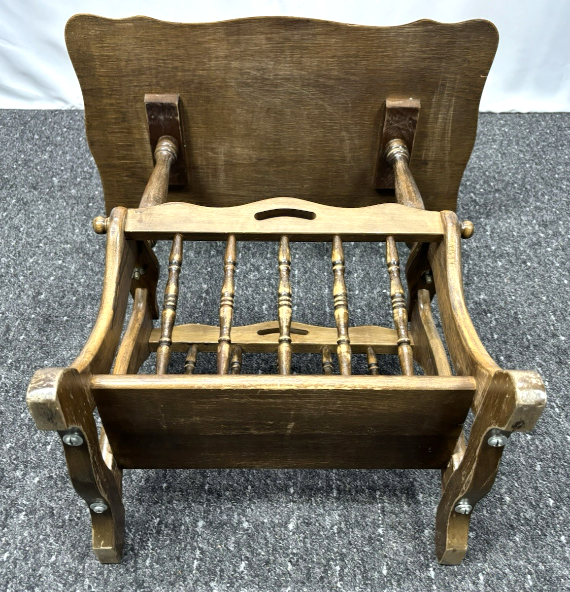Beistelltisch Mit Zeitungshalter-/ Fach Massivholz Art Deco Antik Vintage 