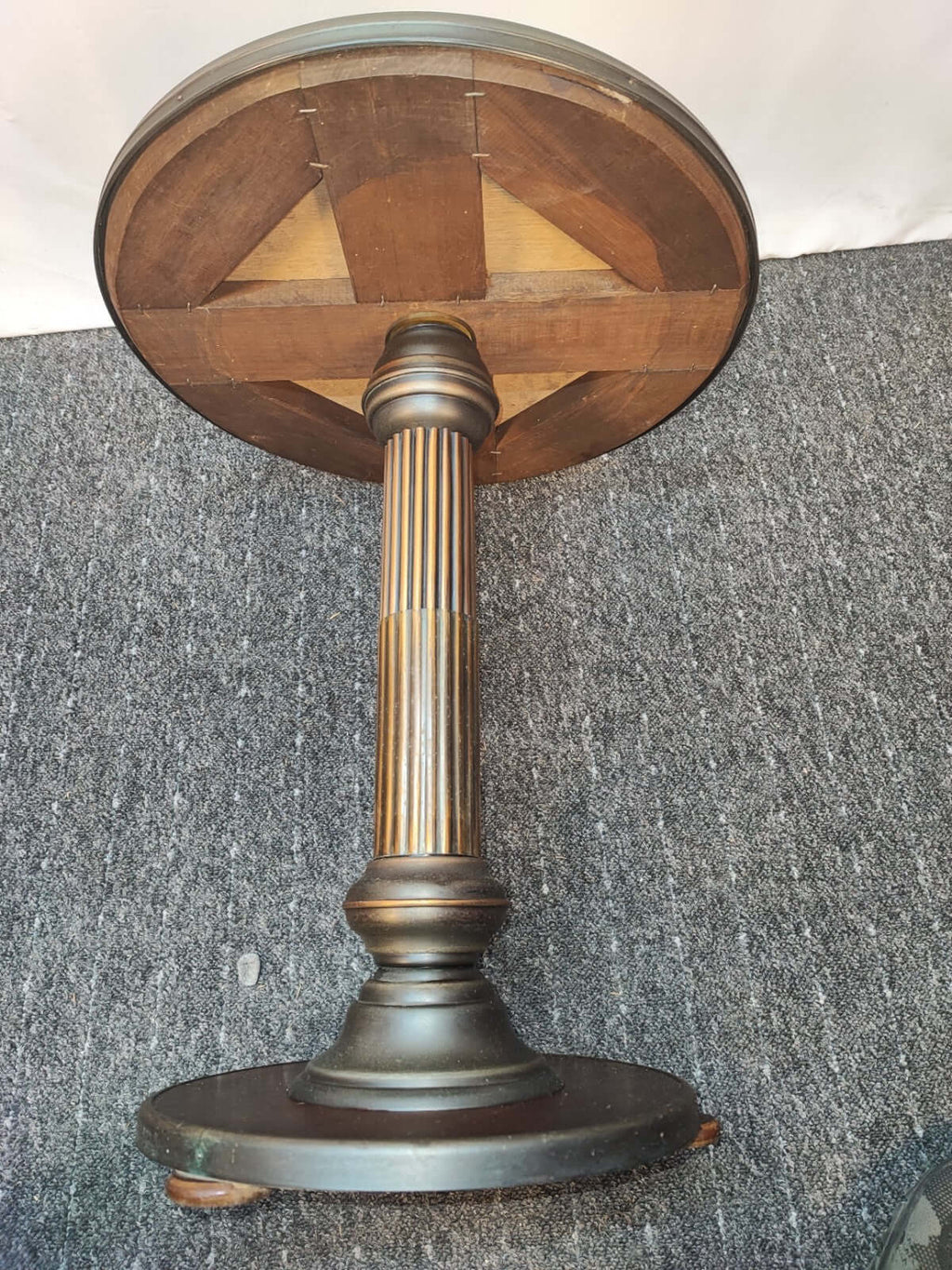 Vintage Guéridon Beistelltisch Säulentisch Holz Bronze Patina Historismus Antik
