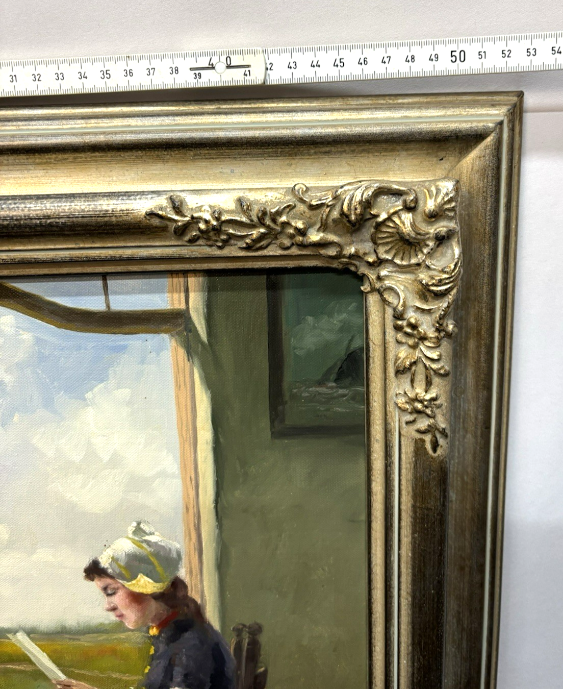 Gemälde Fritz Möritz,  Holländerin am Fenster gerahmt signiert ca. 53 x 85 cm