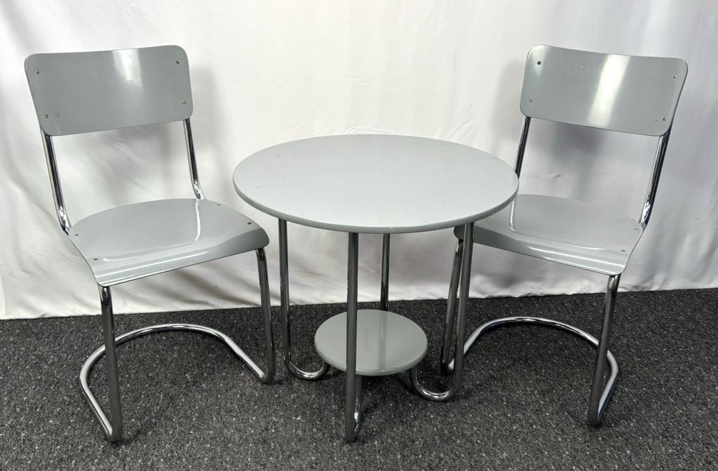 Tisch/ Stuhlset Marcel Breuer Stahlrohrmöbel Bauhaus Art Deco