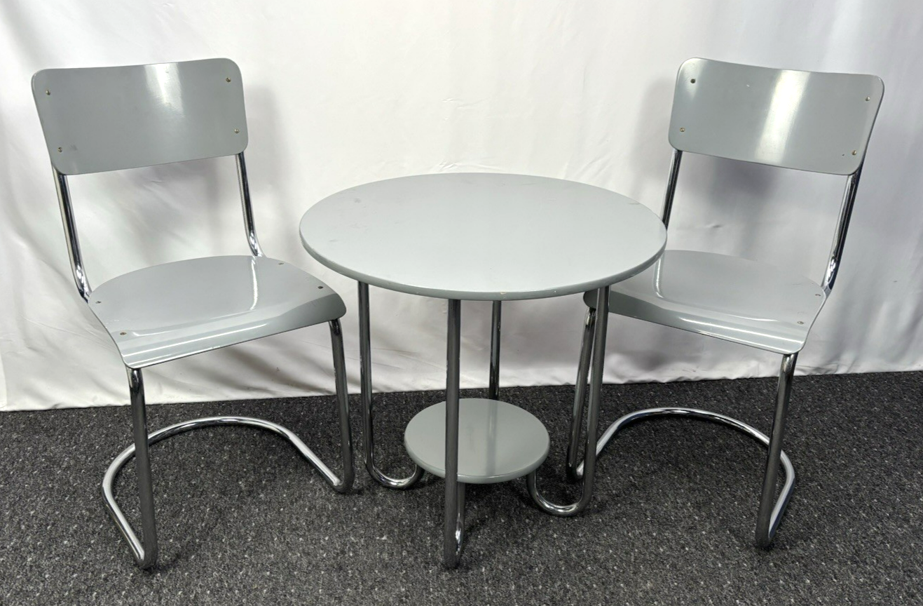 Tisch/ Stuhlset Marcel Breuer Stahlrohrmöbel Bauhaus Art Deco