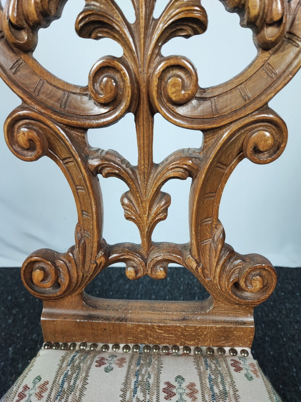 Antiker Prunkstuhl Neobarock geschnitzt Eiche massiv Akanthus Gründerzeit - Wesel Antik Kunst Vintage