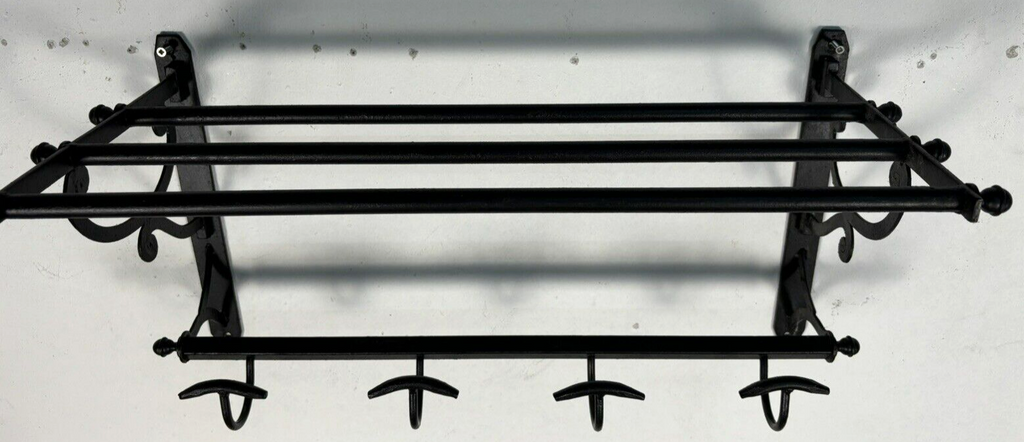 Wandgarderobe Stahlrohr schwarz mit Hutablage Art Deco Bauhaus 