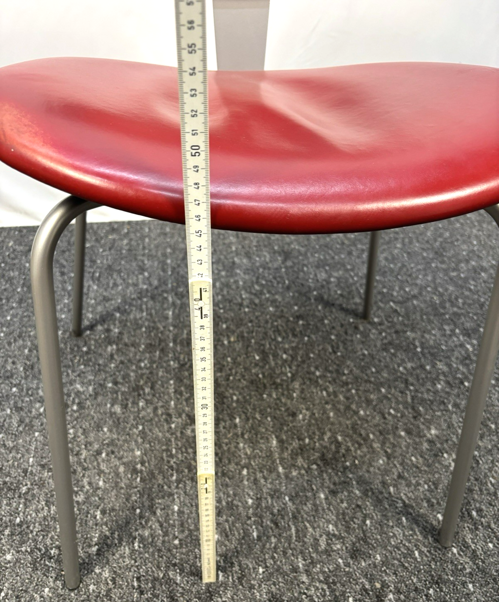 Calligaris Stuhl Küchenstuhl Büro Art Deco Bauhaus Vintage Edelstahl Leder