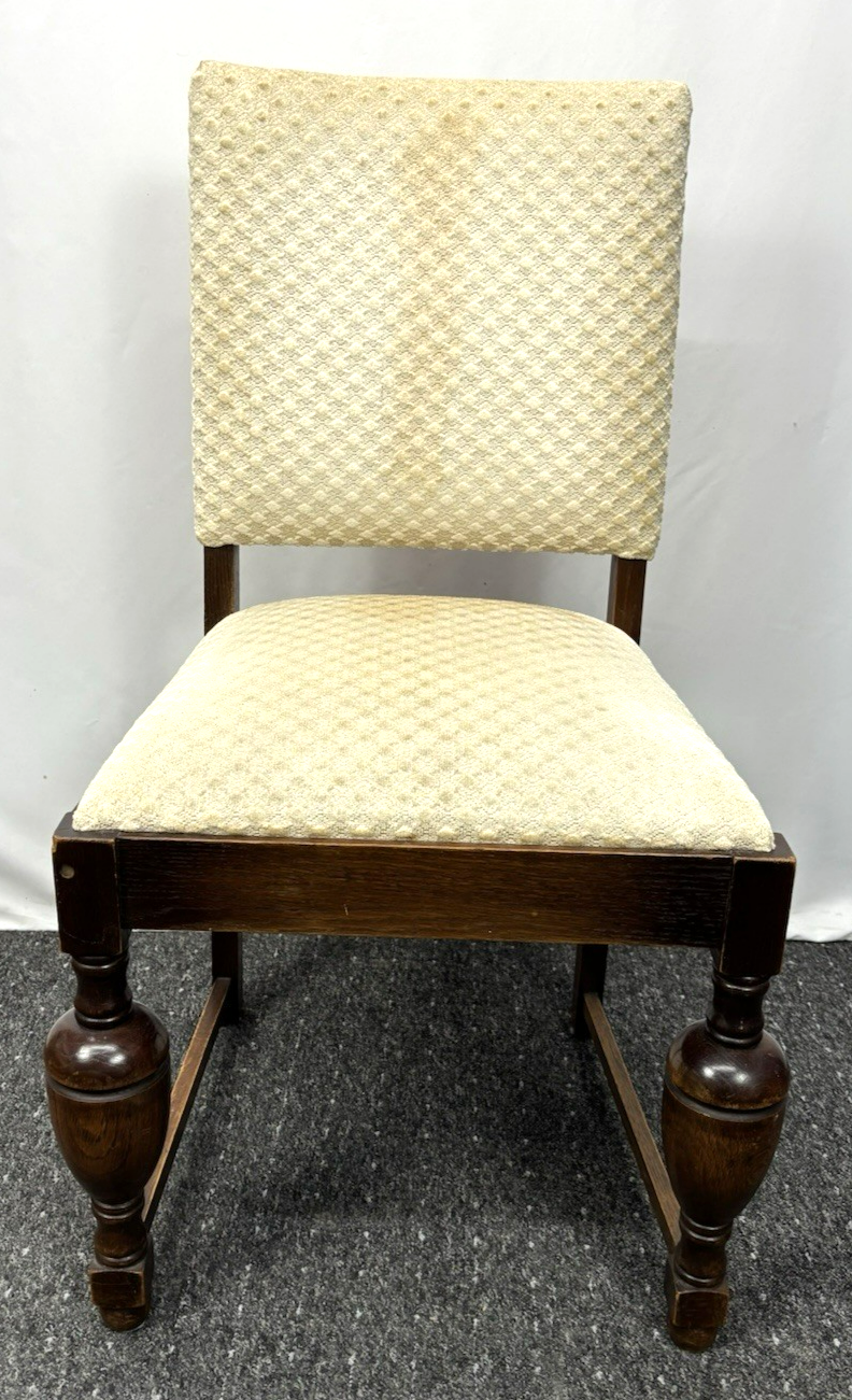 4er Set Esszimmer Stuhl Massivholz Stoffbezug Art Deco Vintage