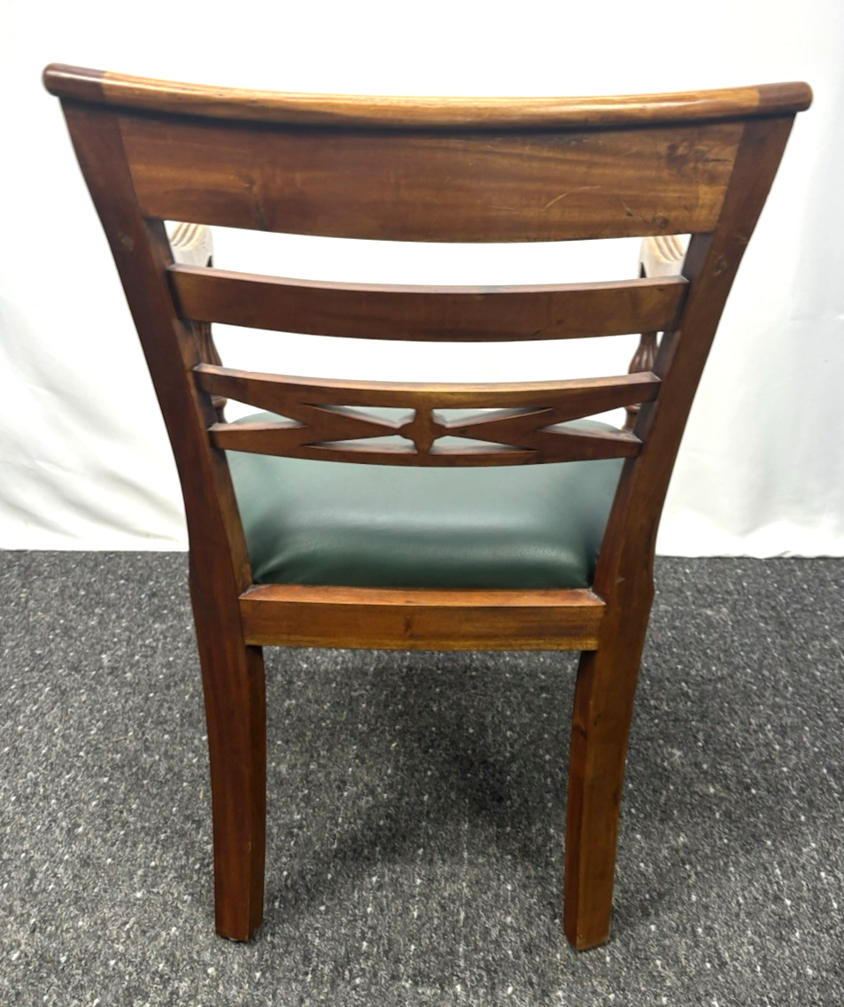 Klassischer Holzstuhl mit Armlehnen – Vintage/Antik-Stil Art Deco Büro Leder