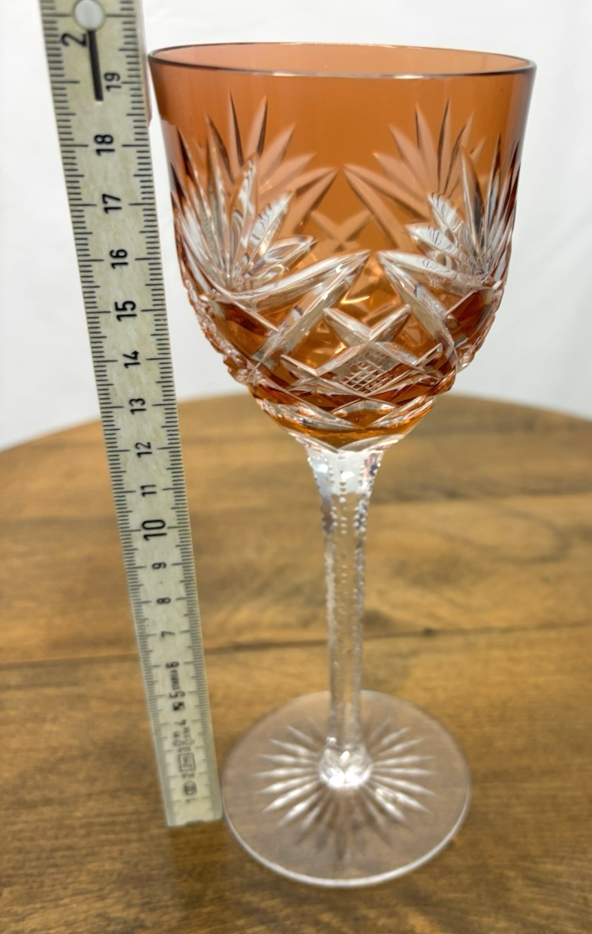 Römer Kristall Glas Weinglas orange Stil Baccarat um 1916 Vintage
