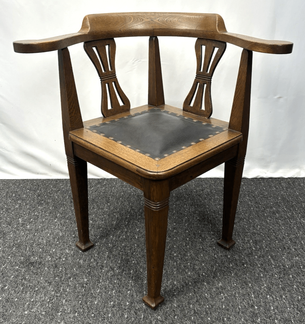 Antiker Eckstuhl/ Corner Chair / Holz/ Leder / Jugendstil / Vintage - Wesel Antik Kunst Vintage