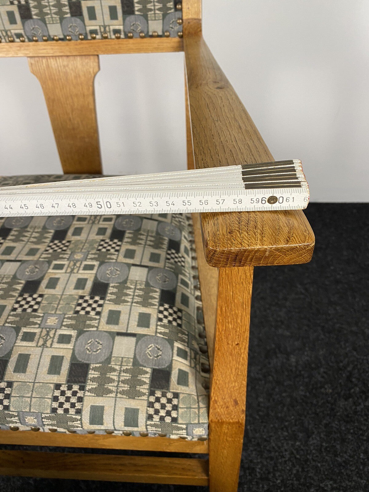 1von 5 Bürostuhl Stoff Wiener Werkstätte Entwurf Josef Hoffmann Art Deco Bauhaus