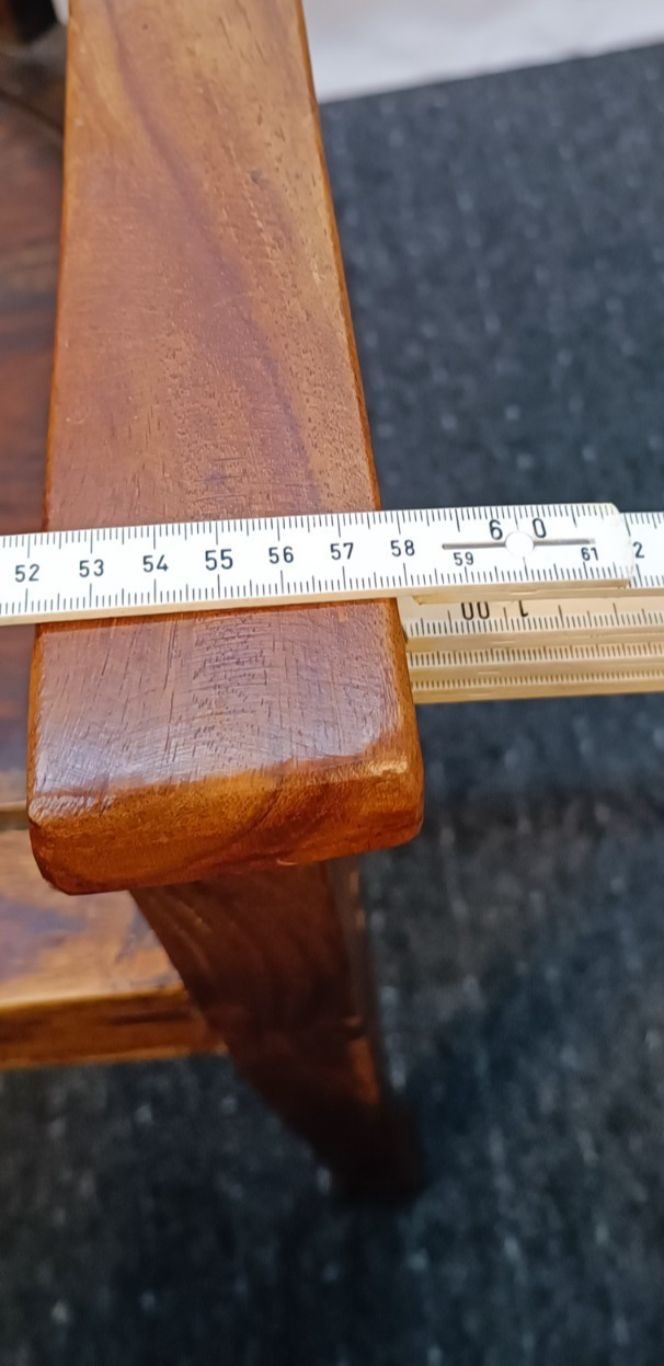 1 von 2 Teakholz Stuhl Kolonialstil Massiv Armlehne Vintage Esszimmer Sessel