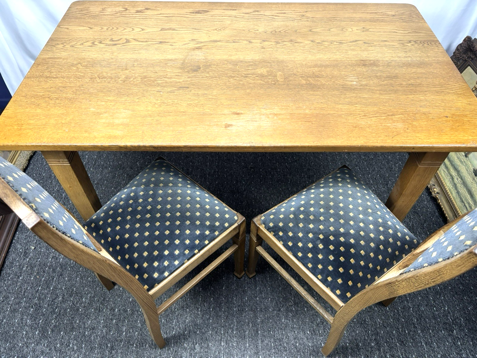 Tisch/ Stuhlset  mit 4 Stühlen Vintage Art Deco Holz