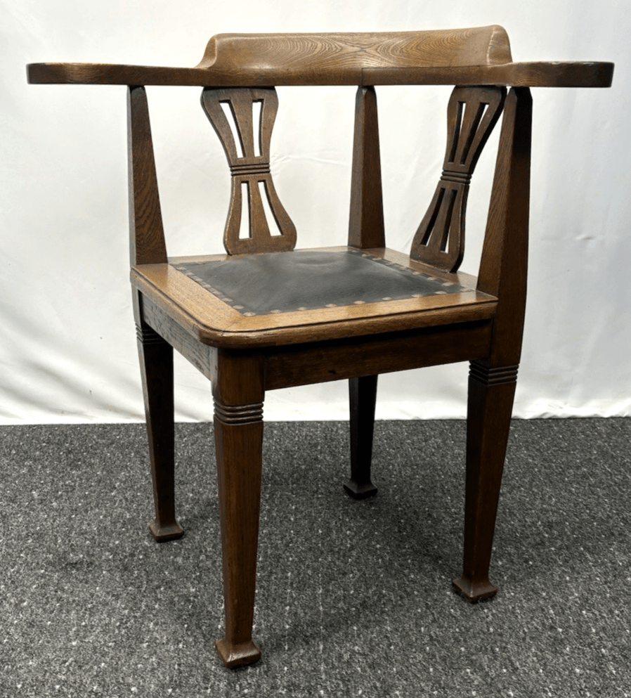 Antiker Eckstuhl/ Corner Chair / Holz/ Leder / Jugendstil / Vintage - Wesel Antik Kunst Vintage