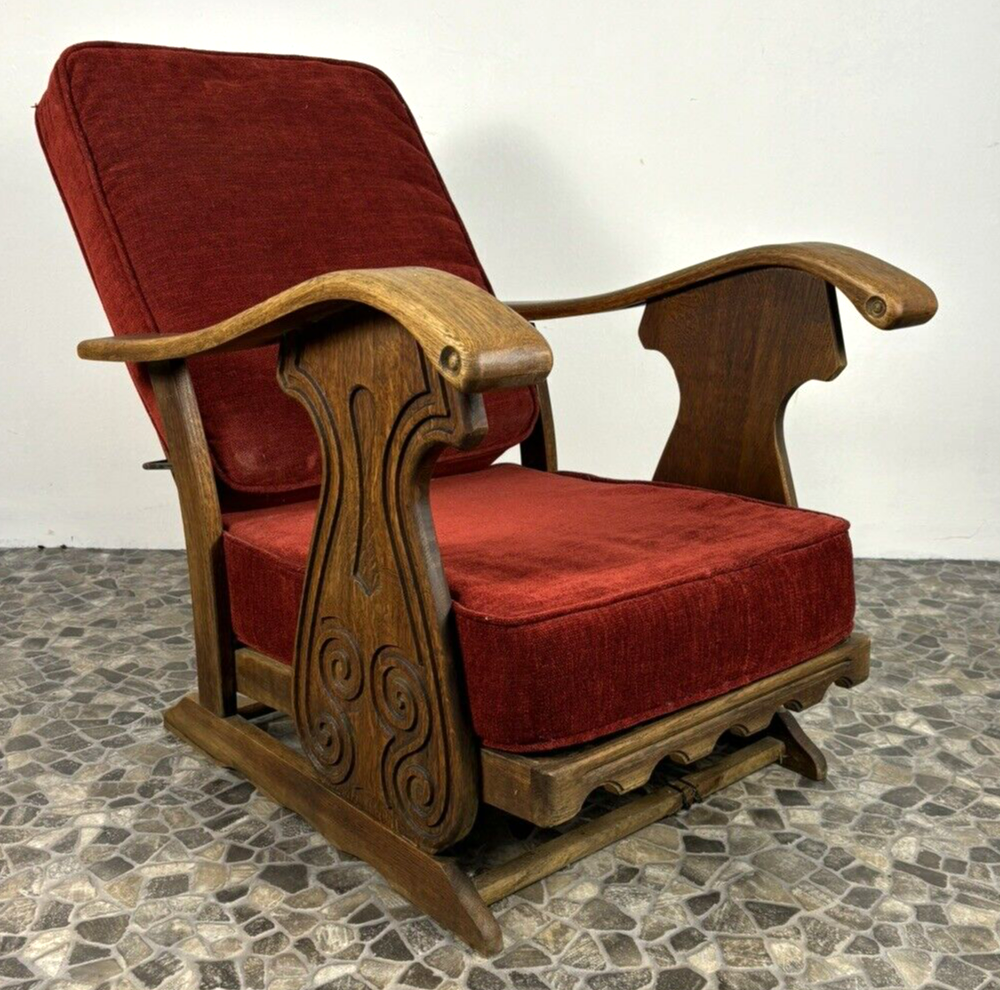 Fernsehsessel Rauchersessel Sitzmaschine Brutalist Art Deco Antik Massivholz