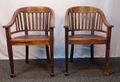 1 von 2 Teakholz Stuhl Kolonialstil Massiv Armlehne Vintage Esszimmer Sessel