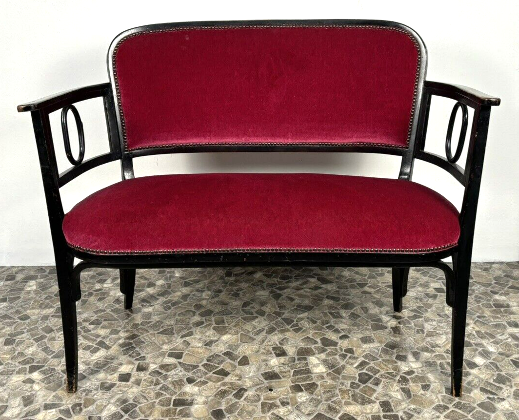 ORIGINAL Gebrüder Thonet Sitzbank Kanapee Antik Bugholz neu gepolstert Art Deco