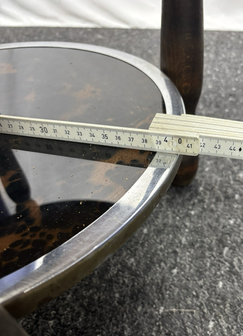 Beistelltisch Rauchertisch Rund Art Deco Holz Glas 2 Böden Vintage