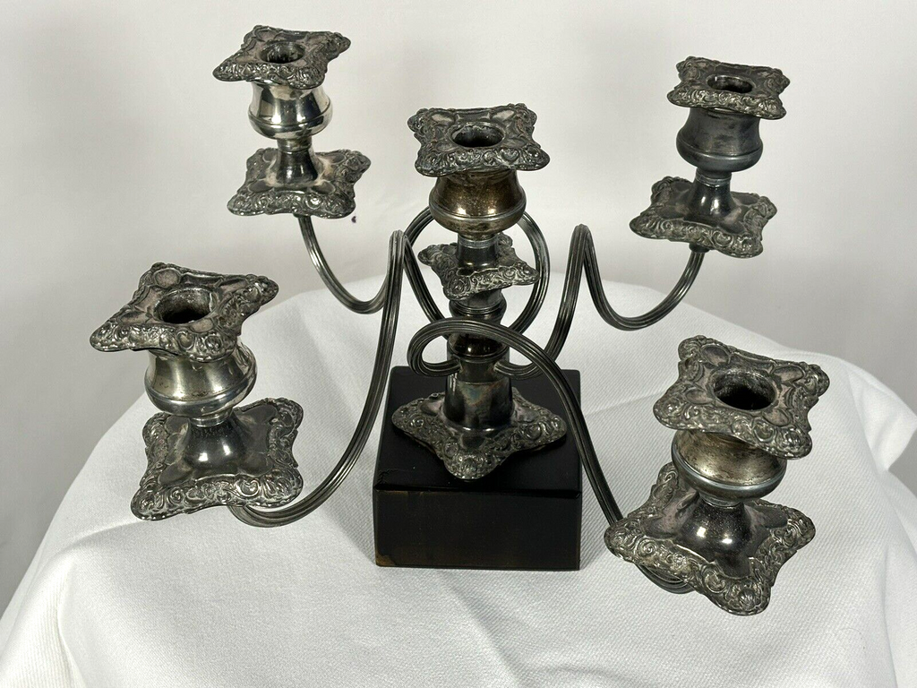 Kerzenständer mit Einsätzen Silber Fünfflammig Art Deko Antik schwer