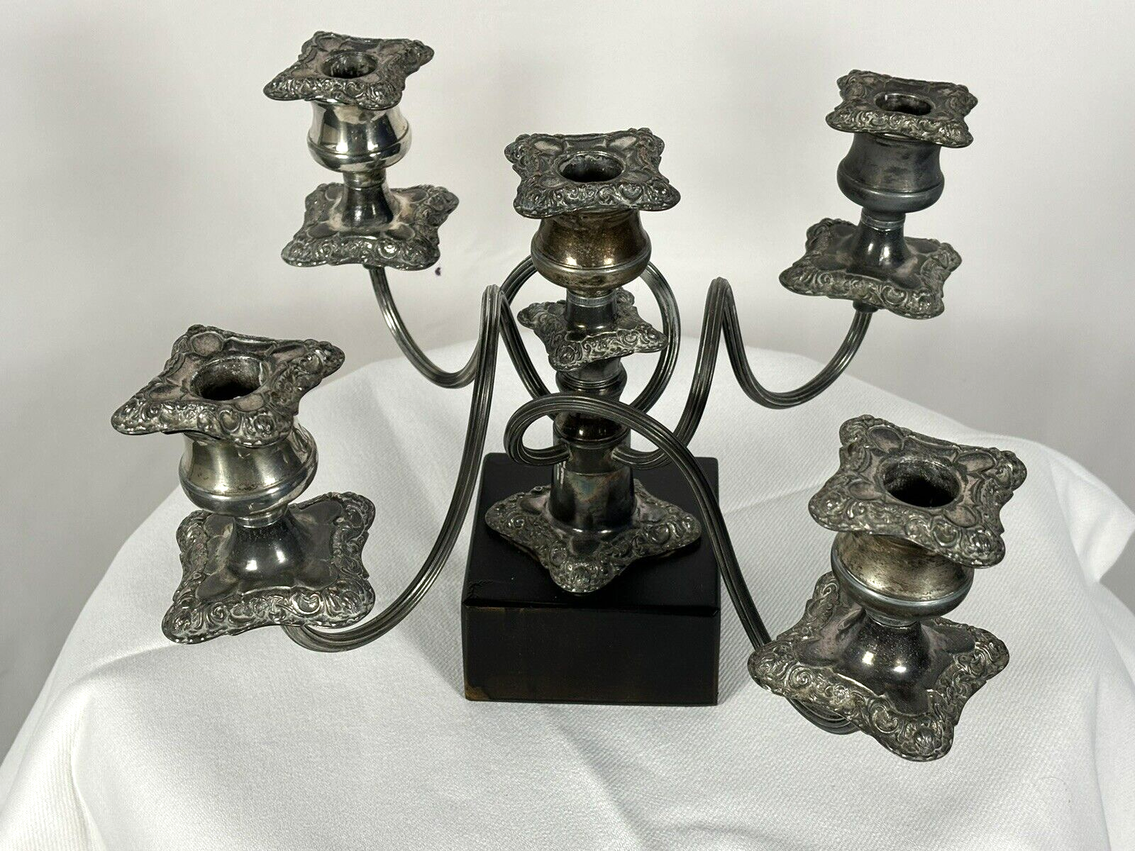 Kerzenständer mit Einsätzen Silber Fünfflammig Art Deko Antik schwer