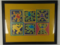Bild Keith Haring Dancers Yellow 70x90 cm im schwarzen Rahmen/ Glas - Wesel Antik Kunst Vintage