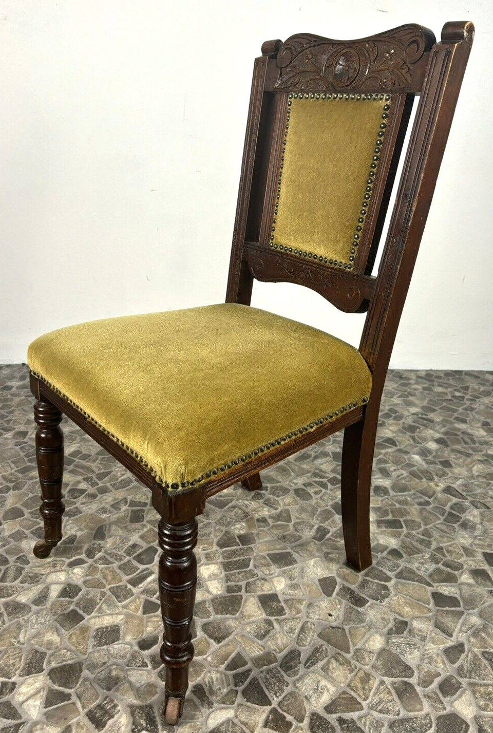 4er Set Antike Stühle Jugendstil viktorianisch Esszimmer Art Deco Holzschnitzarb