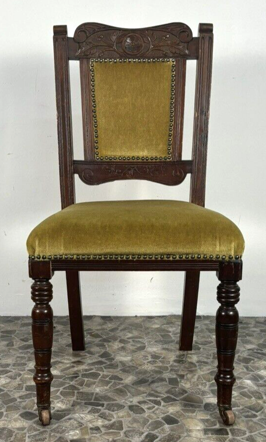 4er Set Antike Stühle Jugendstil viktorianisch Esszimmer Art Deco Holzschnitzarb