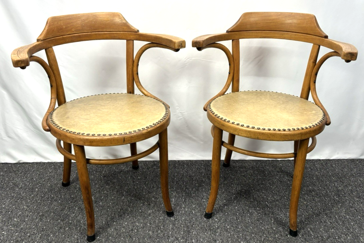 1 von 2 Armlehnstuhl  MUNDUS / Thonet Holz  Art Deco Bauhaus Büro Stuhl Leder