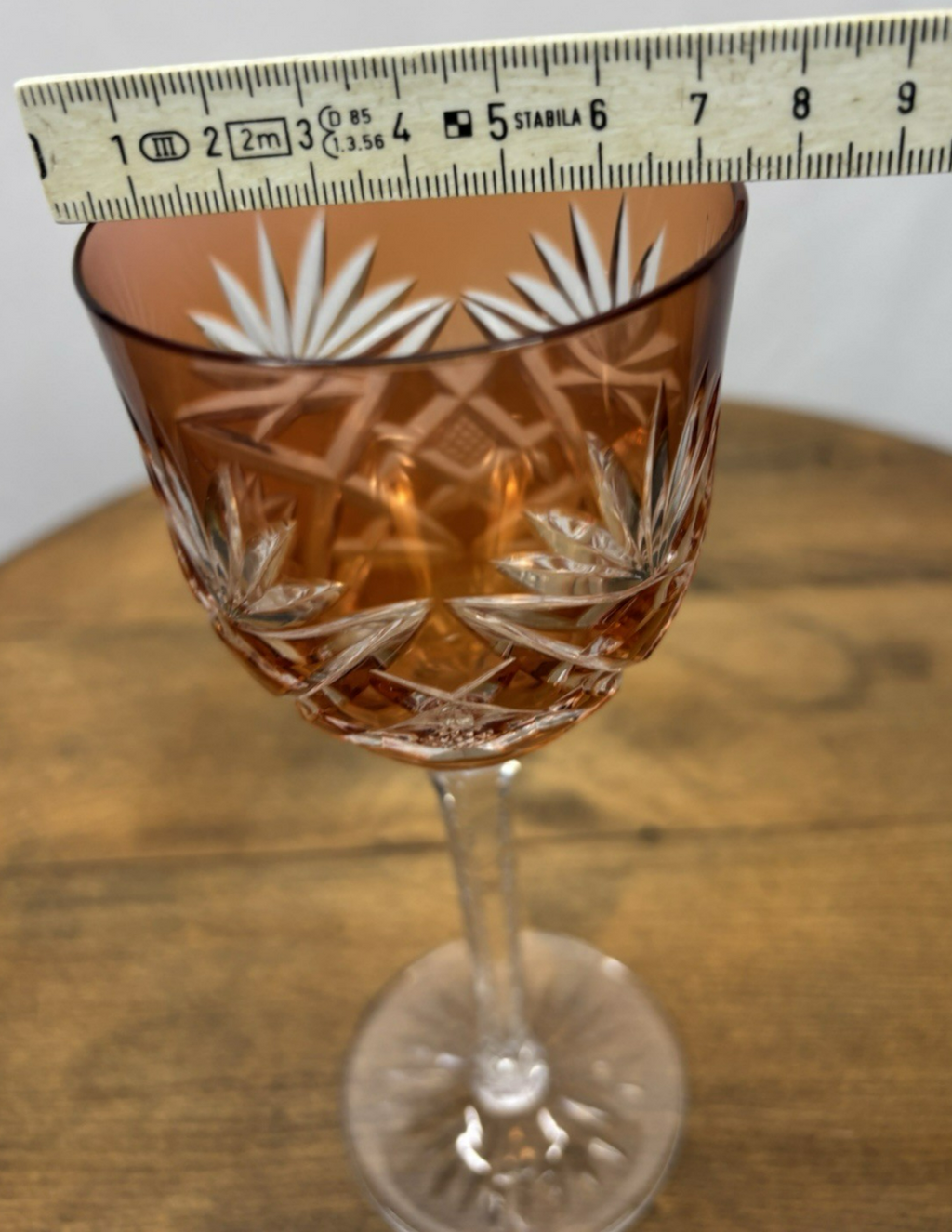 Römer Kristall Glas Weinglas orange Stil Baccarat um 1916 Vintage