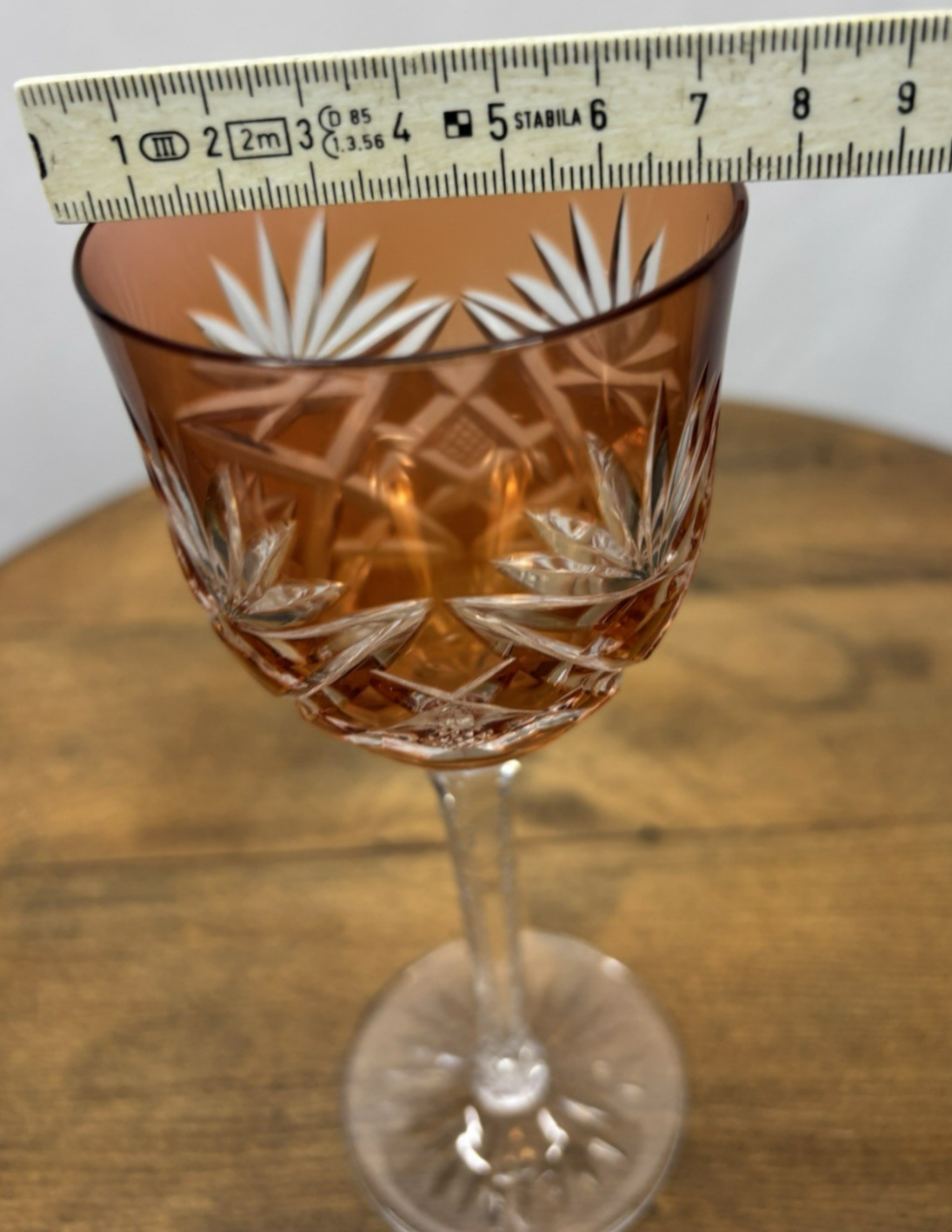 Römer Kristall Glas Weinglas orange Stil Baccarat um 1916 Vintage