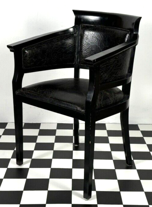 Armlehnstuhl Art Deco Bauhaus Büro Krakelee Leder schwarz