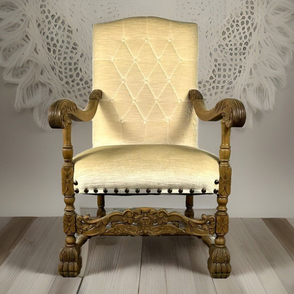 Thronsessel Art Deco Salonsessel Barockstil Massivholz Schnitzarbeiten