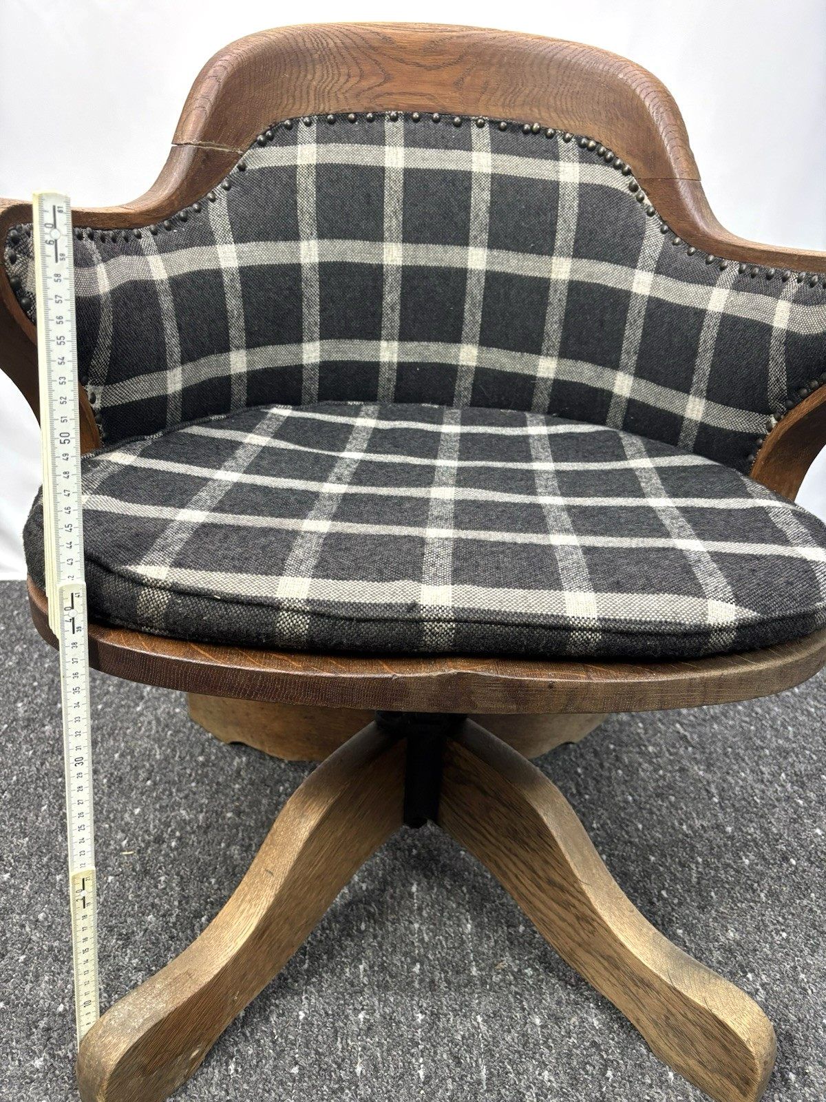 Amerikanischer Drehstuhl Büro Schreibtisch Officechair Art Deco Antik