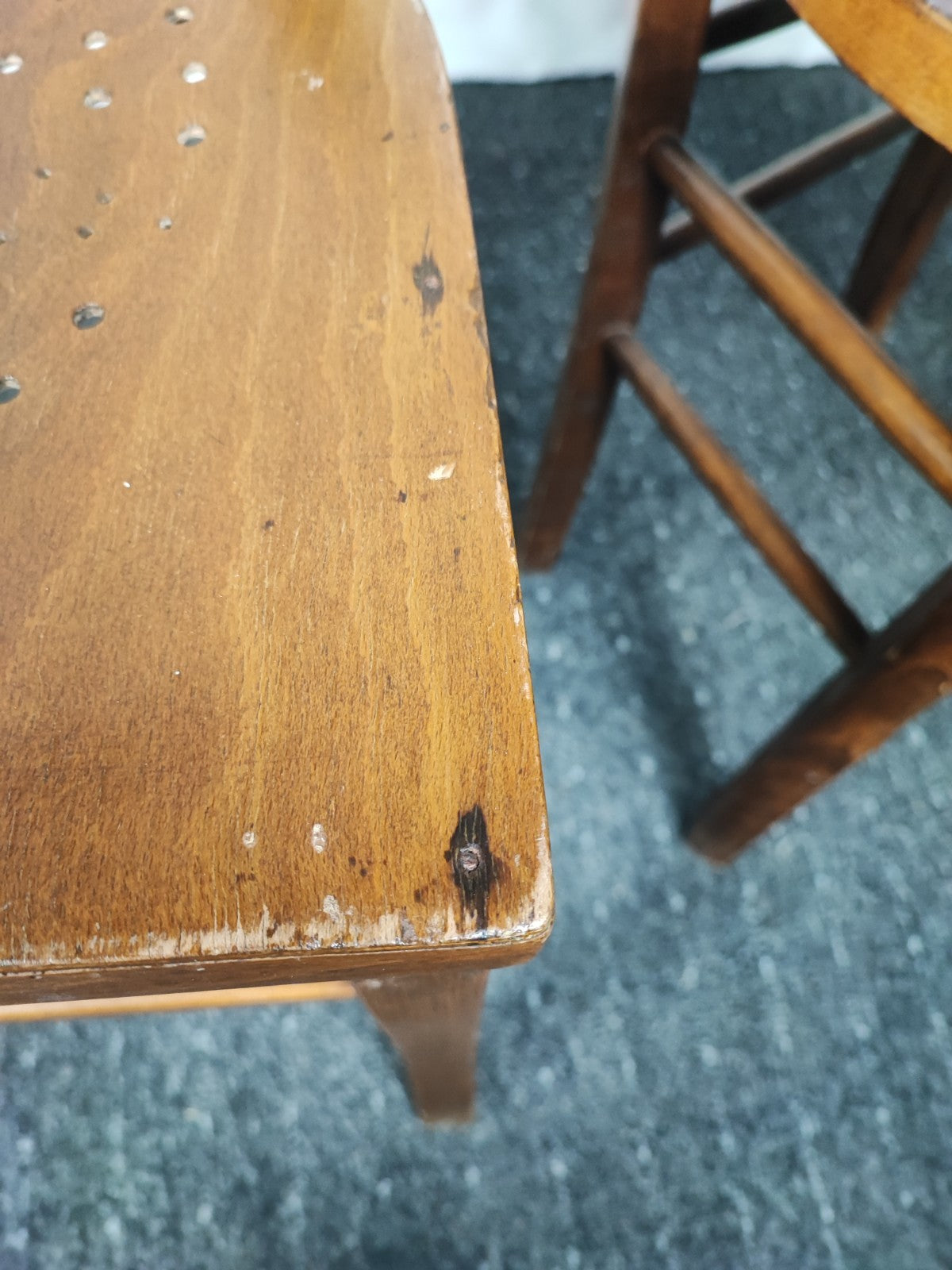 2x Vintage Bistrostuhl Café Stuhl Massivholz Sprossenlehne Küchenstuhl Braun