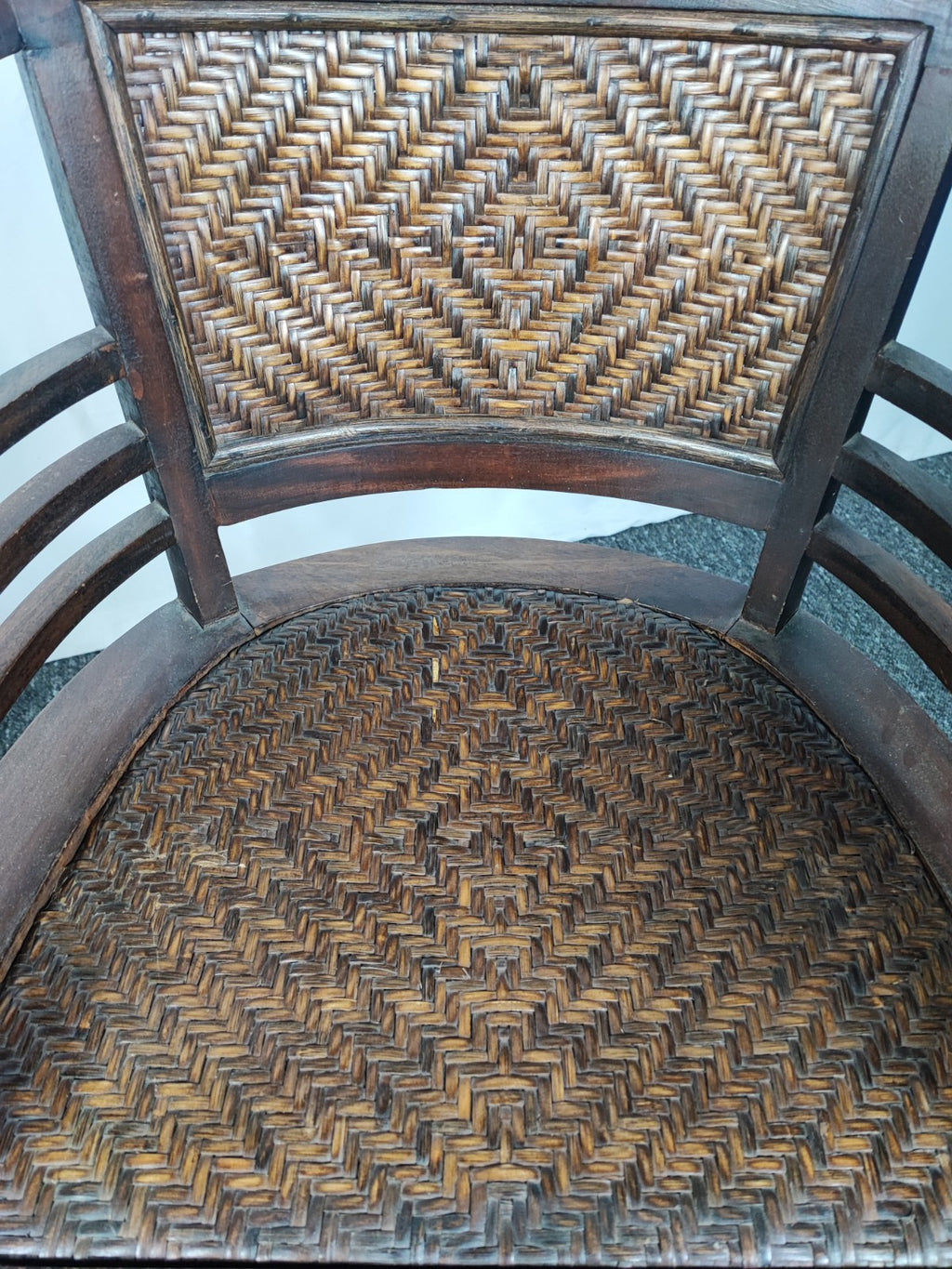 Kolonialstil Armlehnstuhl Massivholz Rattan Sessel Korbstuhl Wohnzimmer Braun