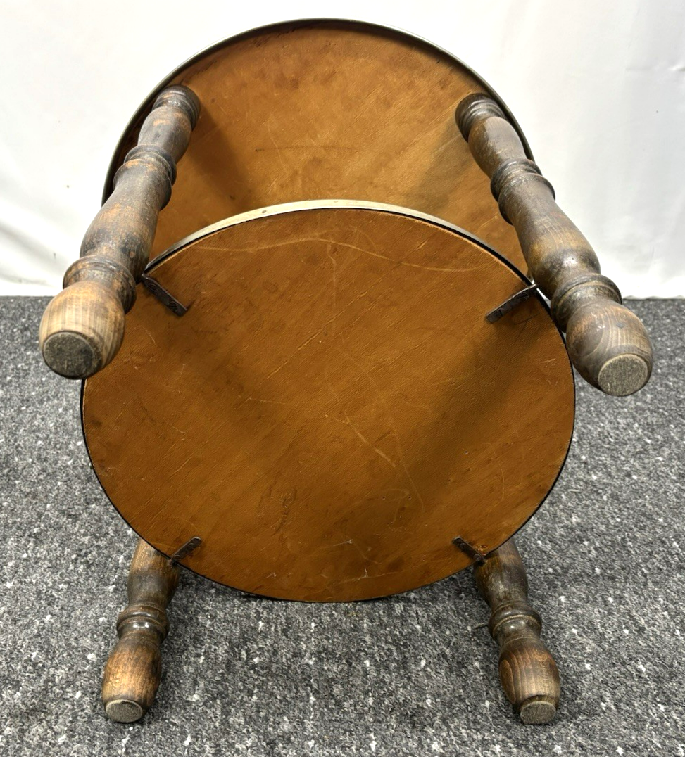 Beistelltisch Rauchertisch Rund Art Deco Holz Glas 2 Böden Vintage