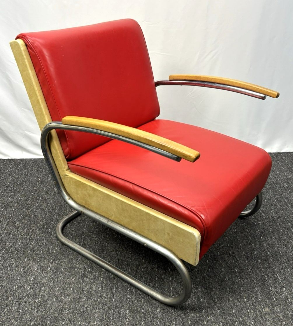 1 v. 2 Bauhaus Freischwinger Stahlrohr Sessel K411 Thonet / Walter Knoll 1930 er