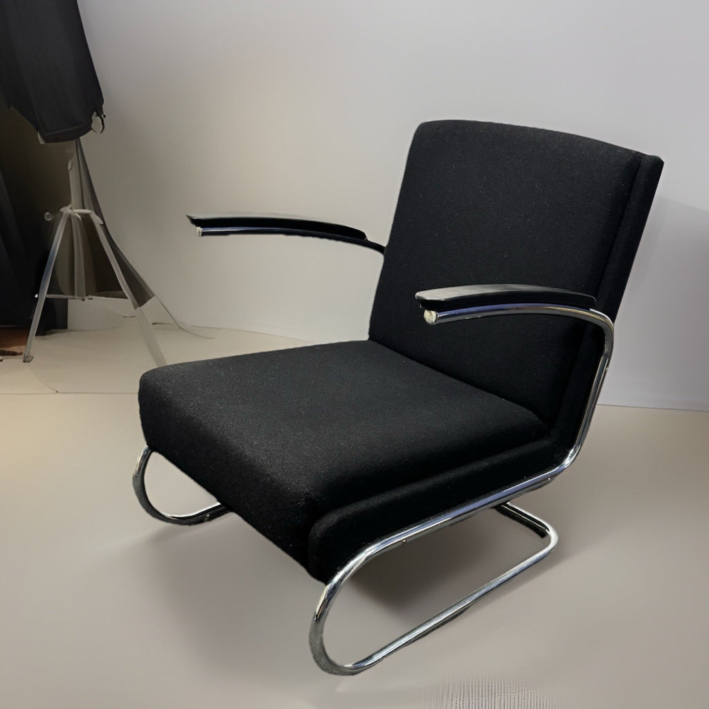 Sessel Freischwinger Stahlrohrmöbel Thonet Stil Bauhaus Vintage Büro Wohnzimmer