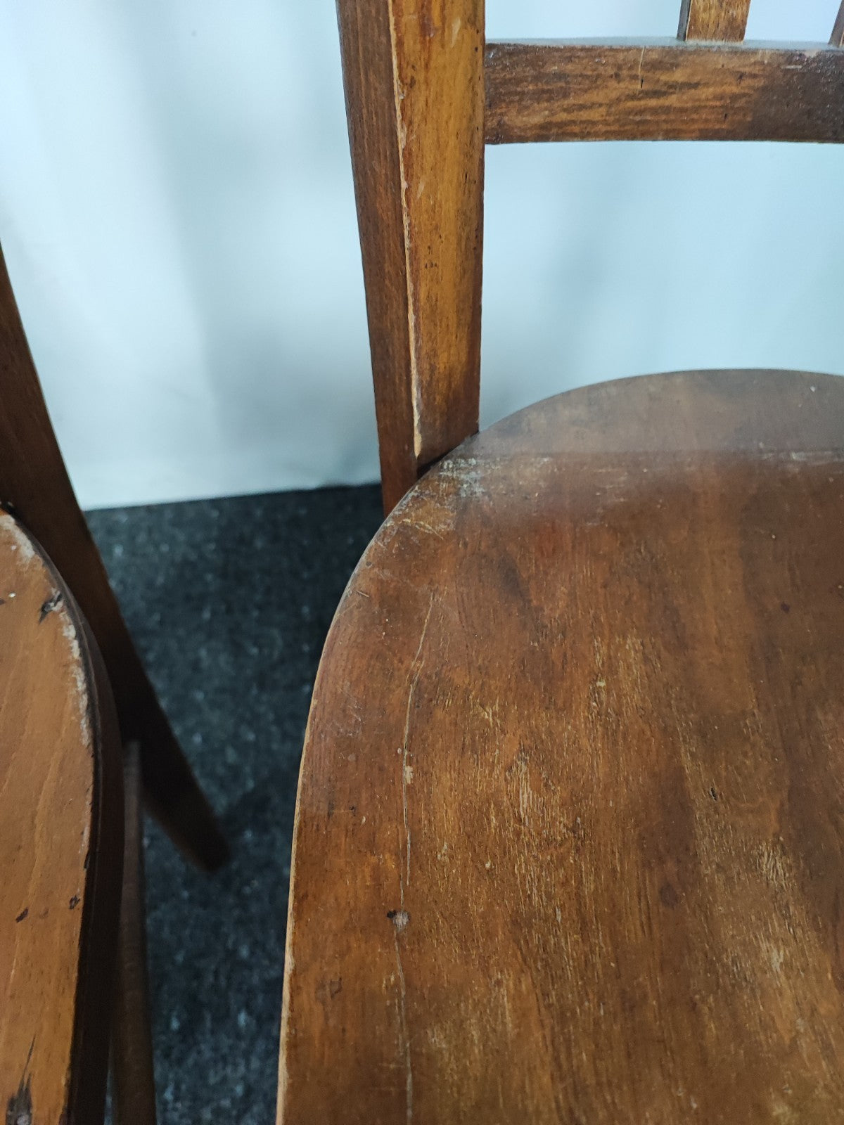 2x Vintage Bistrostuhl Café Stuhl Massivholz Sprossenlehne Küchenstuhl Braun