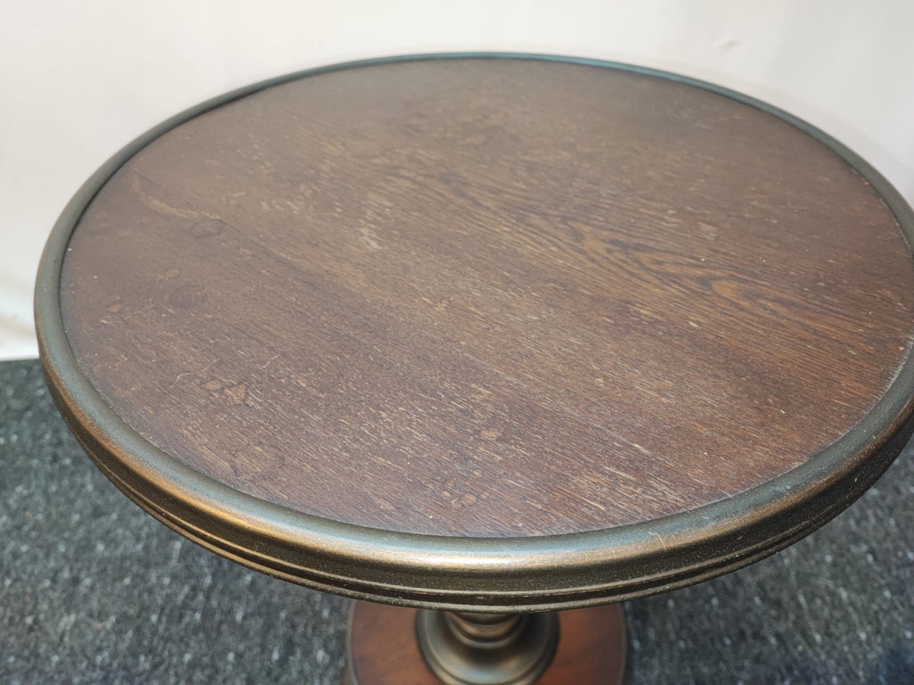 Vintage Guéridon Beistelltisch Säulentisch Holz Bronze Patina Historismus Antik