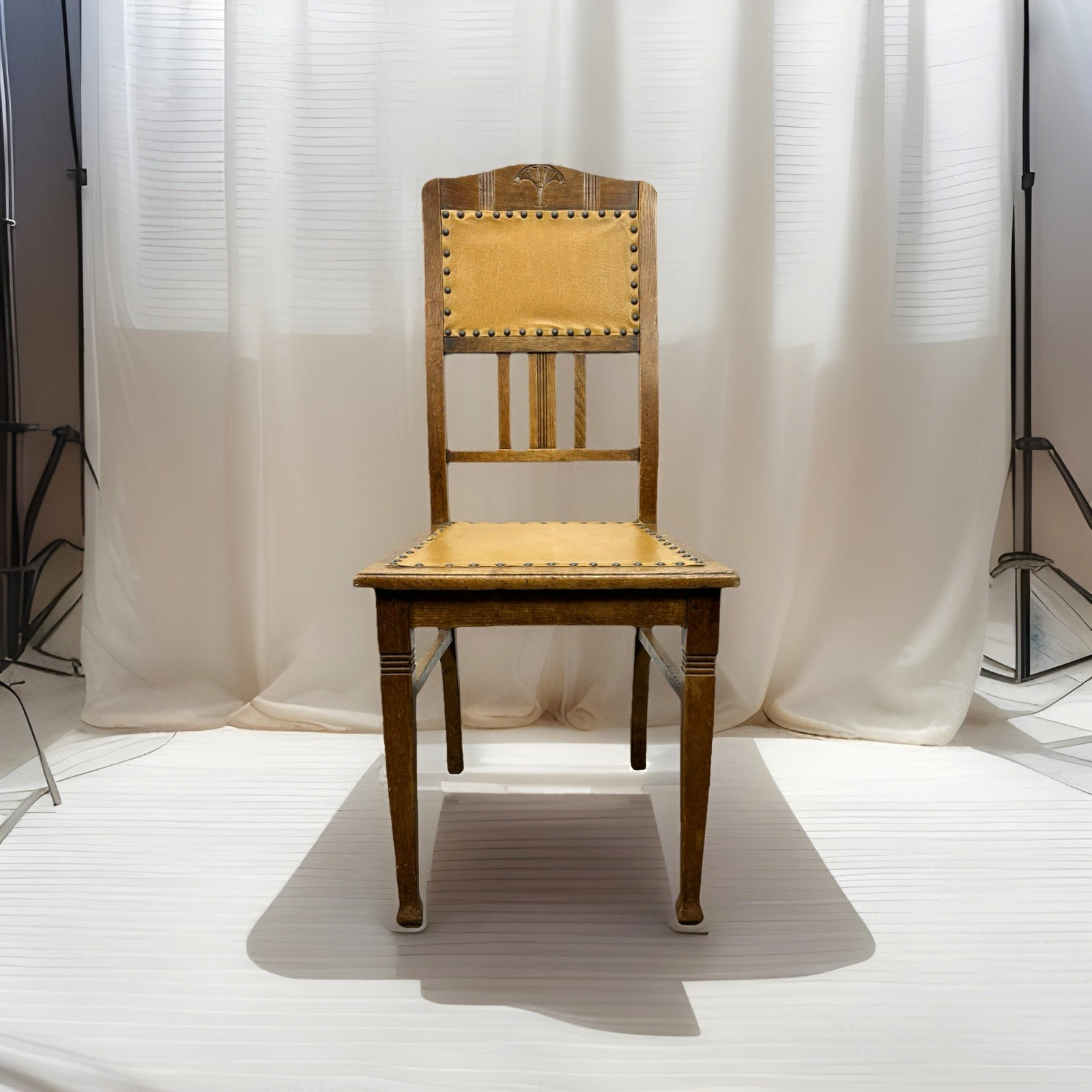 Küchenstuhl Massivholz Art Deco Leder Büro Schreibtisch Vintage