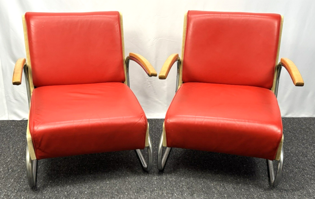 1 v. 2 Bauhaus Freischwinger Stahlrohr Sessel K411 Thonet / Walter Knoll 1930 er