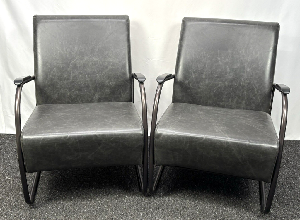 1 von 2 Sessel Bauhaus Stahlrohr Leder Freischwinger Fauteuil Thonet Gispen