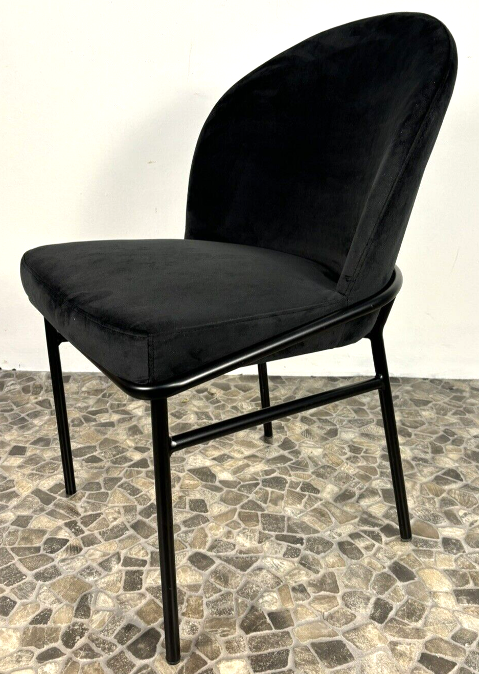 EICHHOLTZ Voltane Design Willis Esszimmerstuhl Mitternachtsblau Samtbez. Vintage