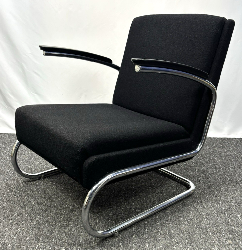 Sessel Freischwinger Stahlrohrmöbel Thonet Stil Bauhaus Vintage Büro Wohnzimmer