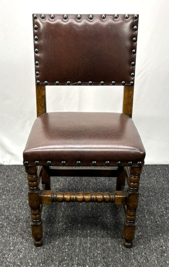 1 von 4 Lederstuhl Esszimmer Art Deco Vintage Massivholz gut gepolstert Büro