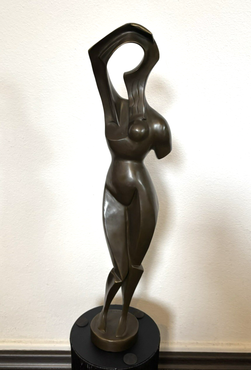 Bronze Skulptur Frau im Stil Archipenko  Abstrakte Moderne Kunst Kubismus 58 cm