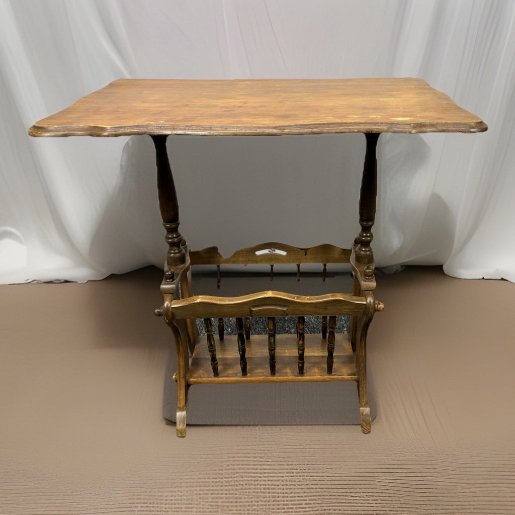 Beistelltisch Mit Zeitungshalter-/ Fach Massivholz Art Deco Antik Vintage 