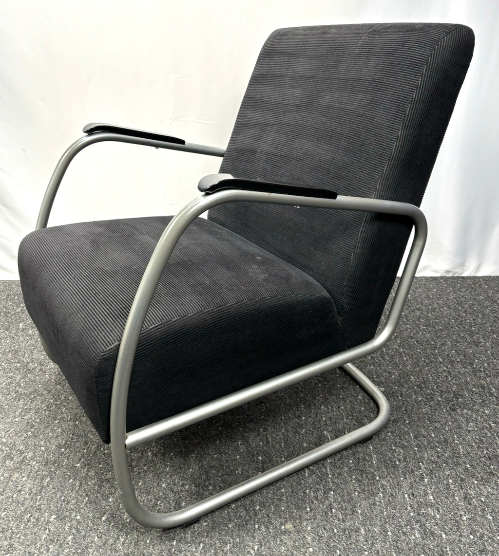 1 von 2 Sessel Bauhaus Stahlrohr Stoffbezug Freischwinger Fauteuil Thonet Gispen