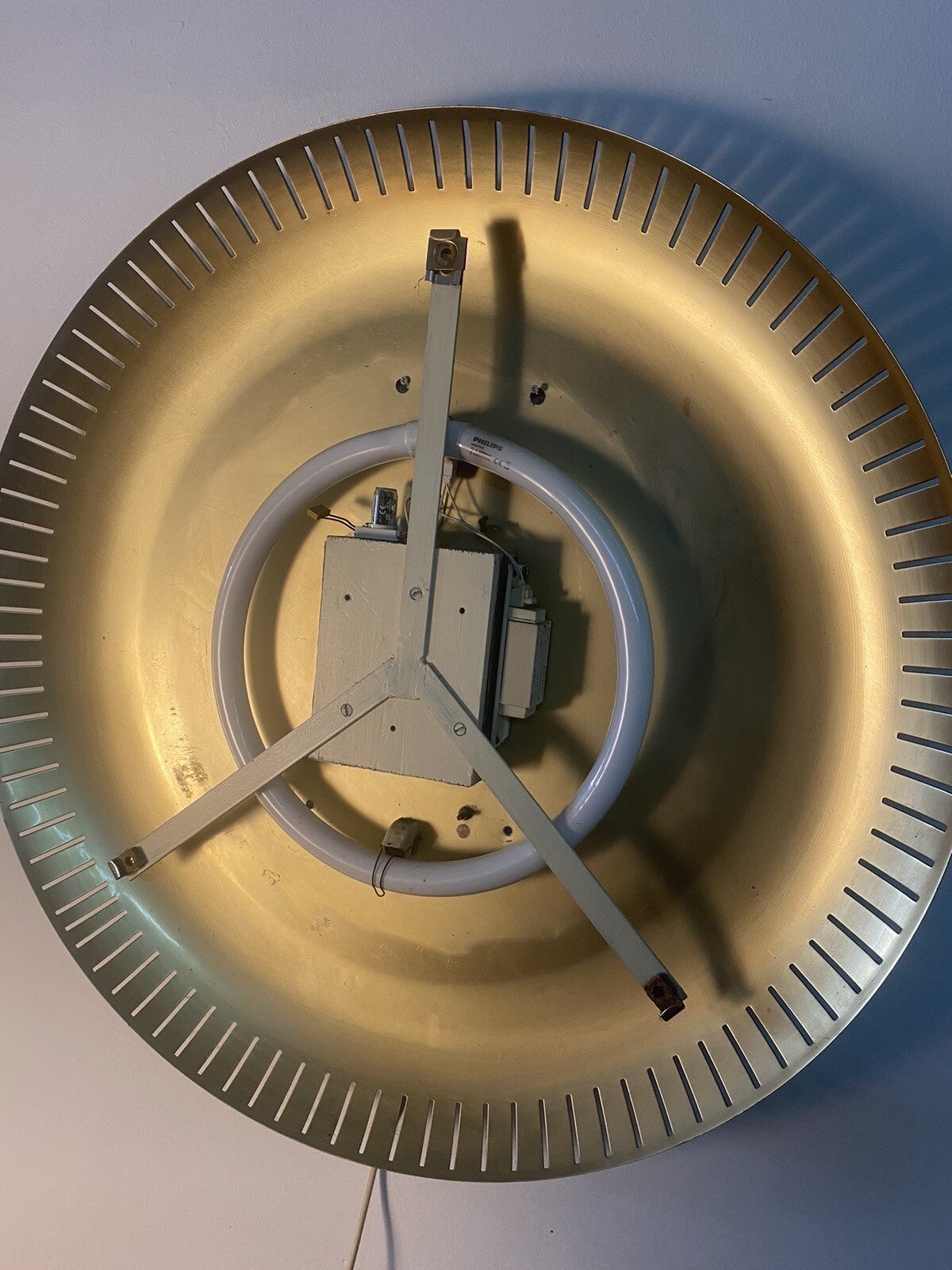 Wandleuchte Glasmalerei Messing  Lampe groß Vintage 85 cm Durchmesser