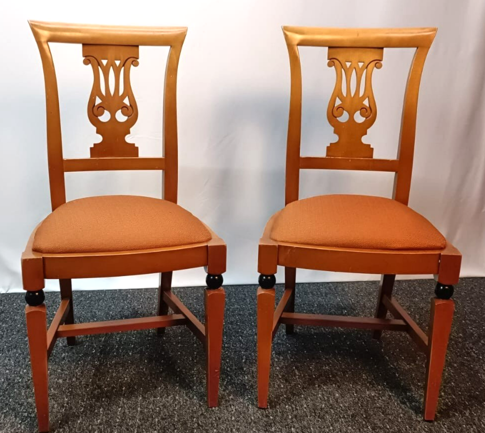 1 von 4 Stuhl Biedermeier Stil Klassisch Harfe Esszimmer Art Deco Vintage